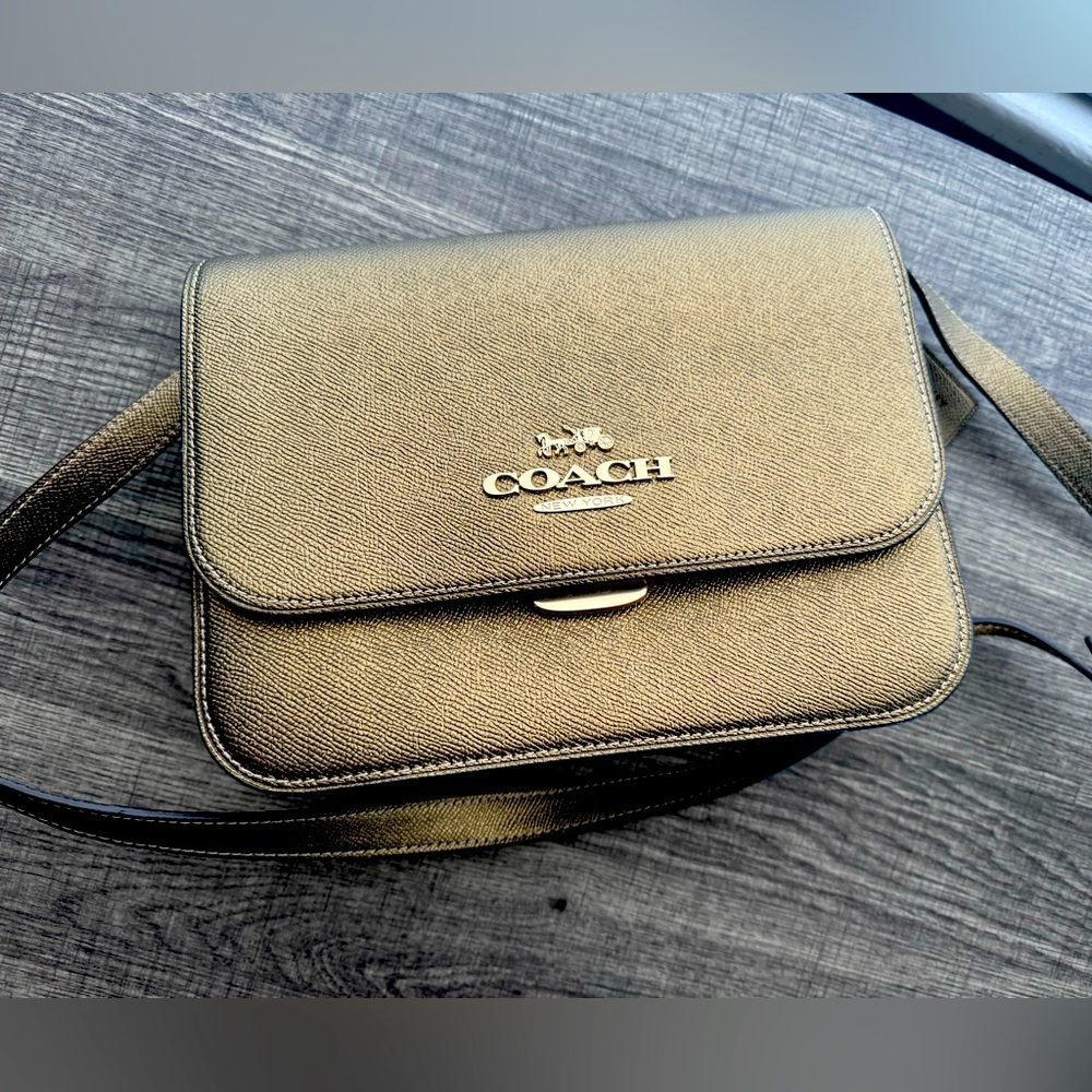 Coach Brynn flap crossbody —metallic gold